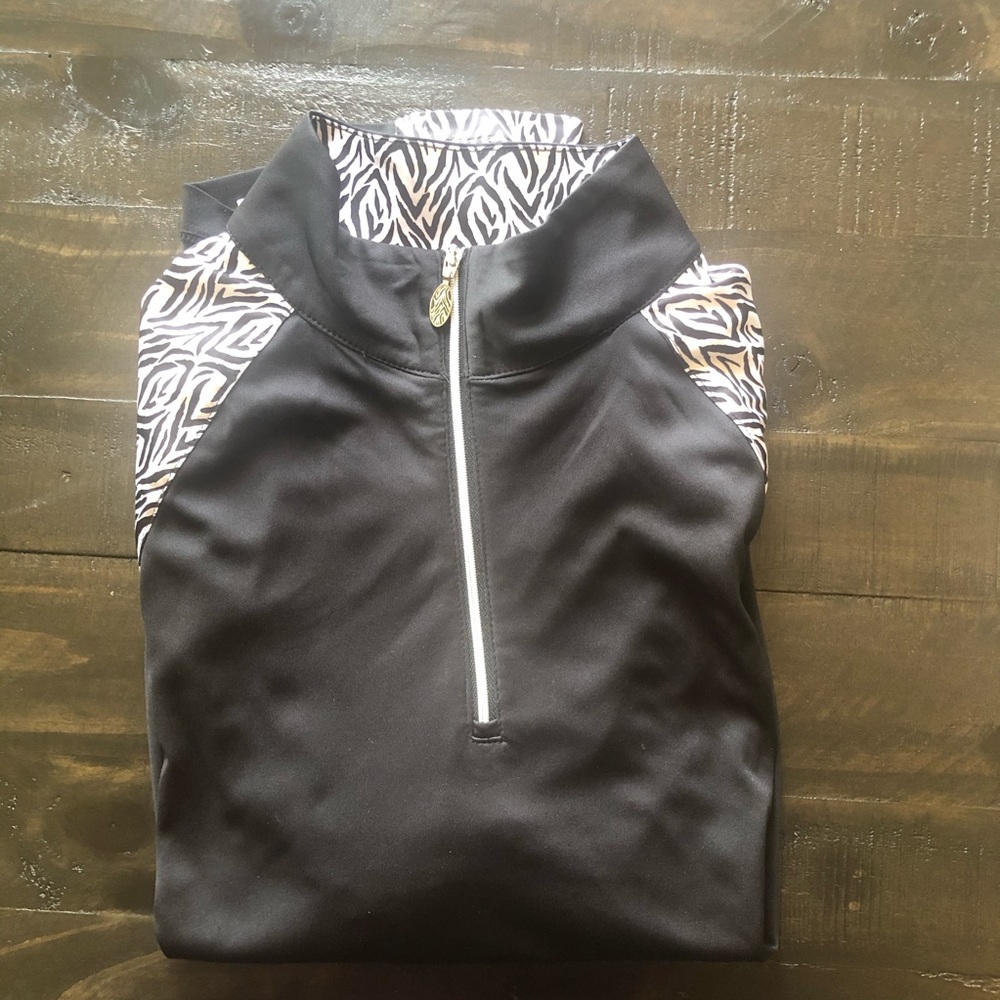 Greg Norman long sleeve zebra print polo